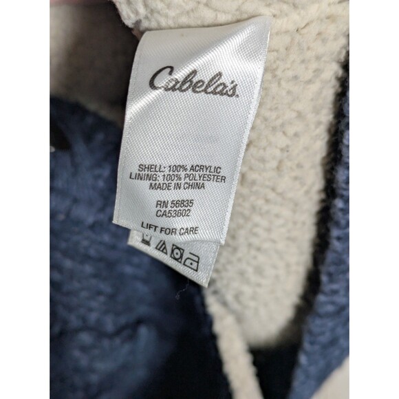 Cabela’s Blue Cable Knit Toggle Hoodie Jacket Womens Size M Cozy Sherpa Lined - Picture 6 of 9